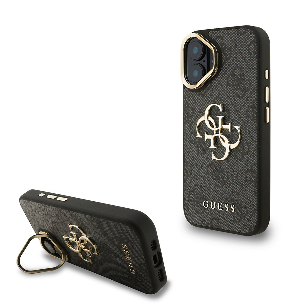 Guess iPhone 16 Plus Orjinal Lisanslı PU Deri 4G Desenli Metal Büyük 4G ve Yazı Logolu Kamera Standlı Kılıf Guess iPhone 16 Plus Orjinal Lisanslı PU Deri 4G Desenli Metal Büyük 4G ve Yazı Logolu Kamera Standlı Kılıf
